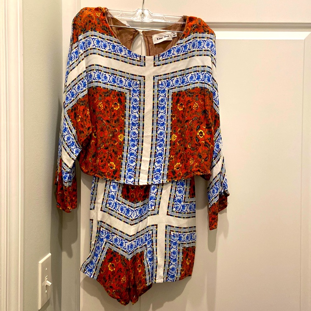 Line Dot romper with key hole back